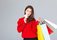 女生购物真实背面图片