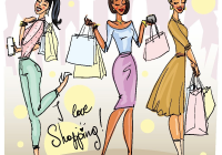 购物女生漫画图片