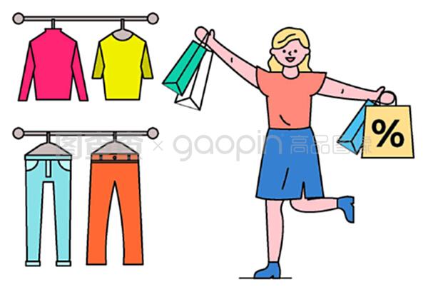 女生买很多东西